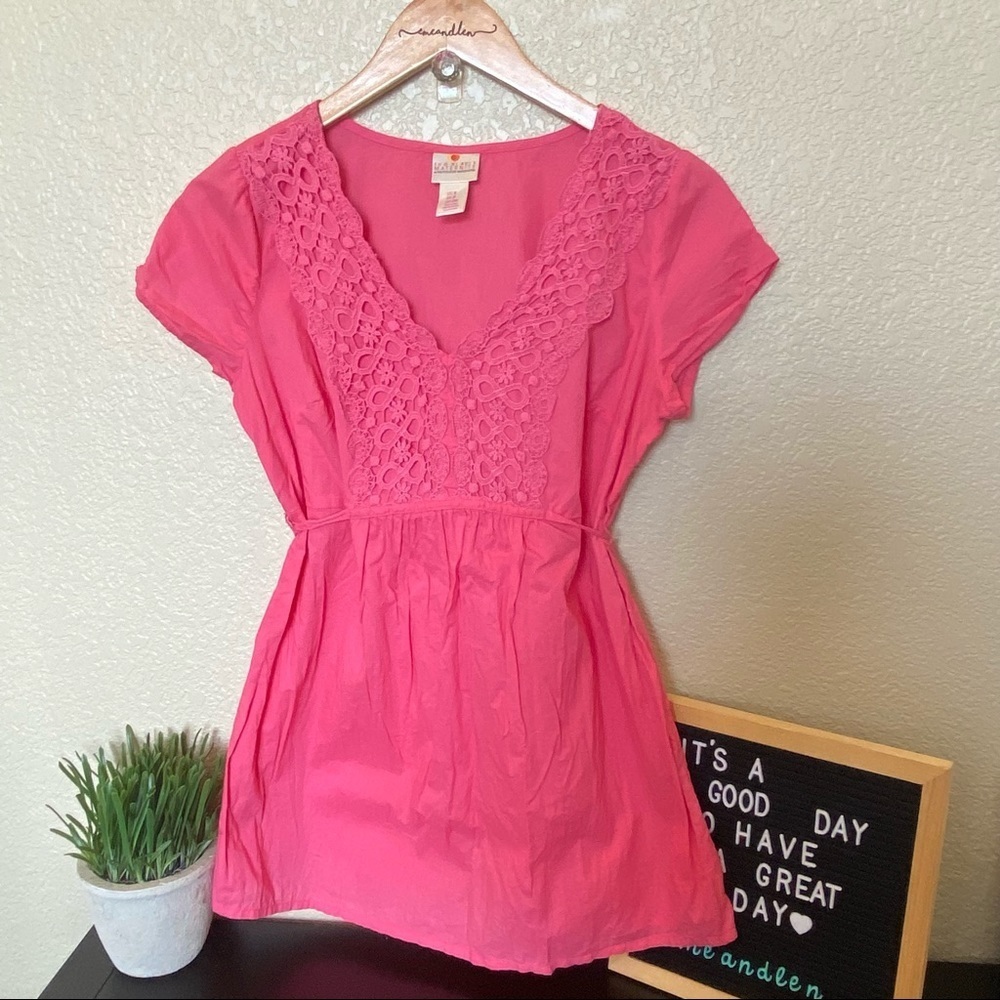 Two hearts maternity top pink empire waist blouse‎